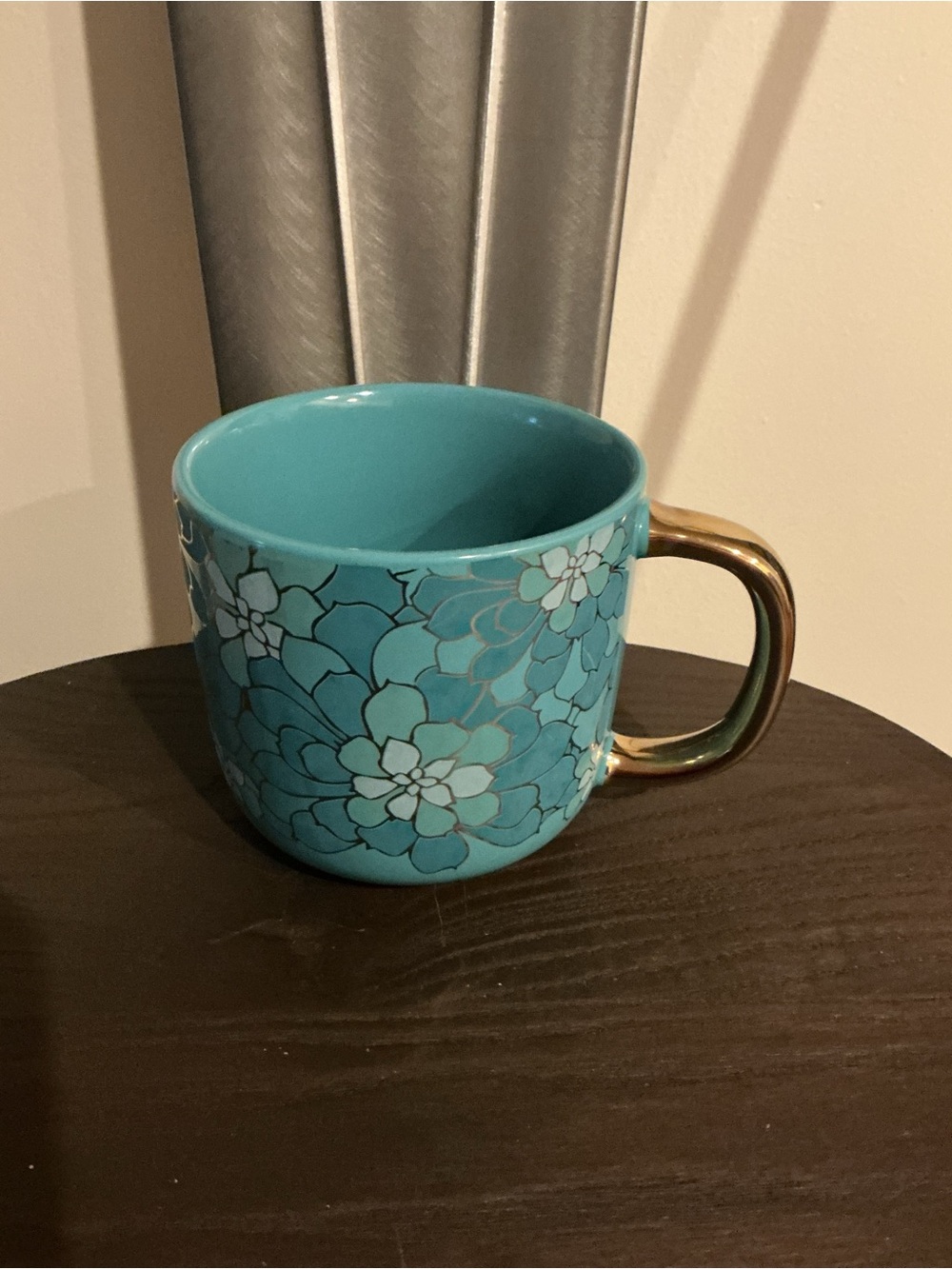 Thyme & Table Turquoise Floral Ceramic Coffee Mug with Gold Handle